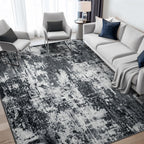 RELEANY Washable 6'x8' Abstract Area Rug for Living Room Black White