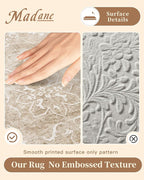 Madane Washable Area Rug 4x6, Low Pile Stain Resistant Vintage Area Rugs, Non Slip Accent Rug Floral Print Indoor Mat for Entryway Living Room Kitchen Bedroom, Beige/Brown