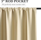 RYB HOME 100% Blackout Short Curtains for Small Window, Thermal Insulated Total Room Darkening Noise Reducing Curtains for Basement Bathroom Basement, 29 inches Wide by 45 inches Long, Biscotti Beige