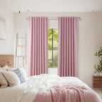 Guken Rose 100% Blackout Linen Curtains 96 Inch Length 2 Panels Set for Living Room Bedroom Back Tab/Rod Pocket Thermal Insulated Farmhouse Farmhouse Black Out Drapes Room Darkening,52x96