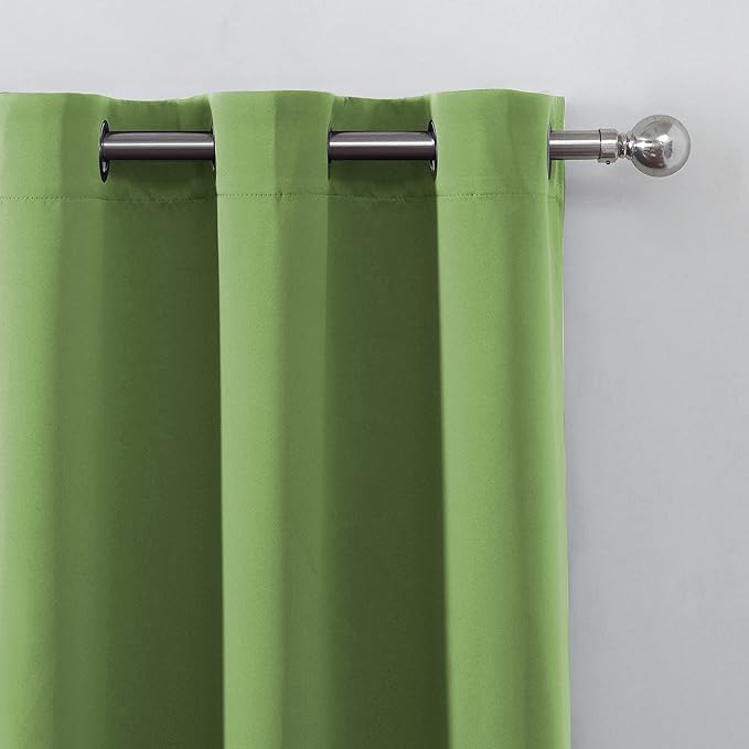 LEMOMO Blackout Curtains 66 x 95 inch/Light Green Curtains Set of 2 Panels/Thermal Insulated Room Darkening Bedroom Curtains