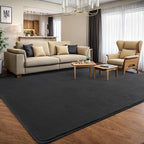 AROGAN Modern Shag Area Rug for Living Room, 6x9 Feet Washable Rugs for Bedroom, Indoor Floor Carpet, Plush Memory Foam Bedside Rugs for Kids Girls Teens Low Pile Decor, Dark Grey