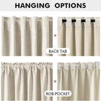 MIULEE 100% Blackout Linen Curtains 42 x 90 Inch Linen Beige 2 Panels