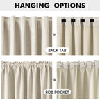 MIULEE 100% Blackout Linen Curtains 42 x 63 Inch Linen Beige 2 Panels