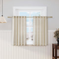 Nanspring Beige Cafe Curtains 45 Inch Length Set 2 Panel Back Tab Pocket Semi Sheer Short Linen Beige Curtain Tiers for Small Bathroom Window Basement 38x45
