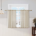 Nanspring Beige Cafe Curtains 45 Inch Length Set 2 Panel Back Tab Pocket Semi Sheer Short Linen Beige Curtain Tiers for Small Bathroom Window Basement 38x45