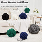 Uvvyui Knot Pillow Ball, Soft Home Decorative Pillows, Round Throw Pillow, Handmade Knotted Plush Pillow, Round Boucle Pillow Cushion (11 Inches Dark Gray)
