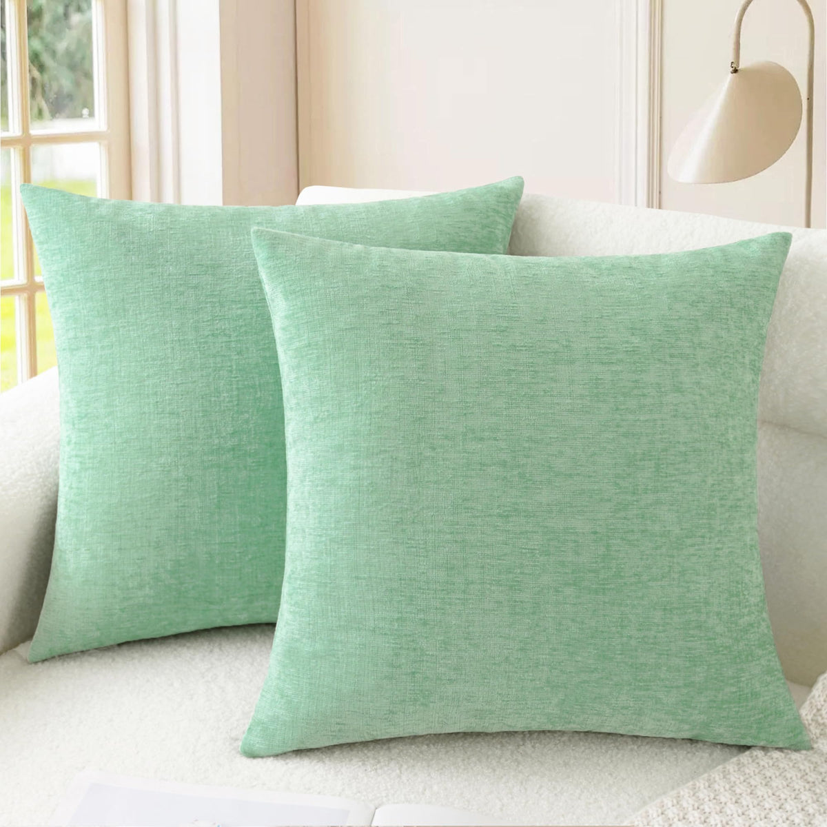 CaliTime Decorative Couch Throw Pillow Covers 18 X 18 Inches Teal