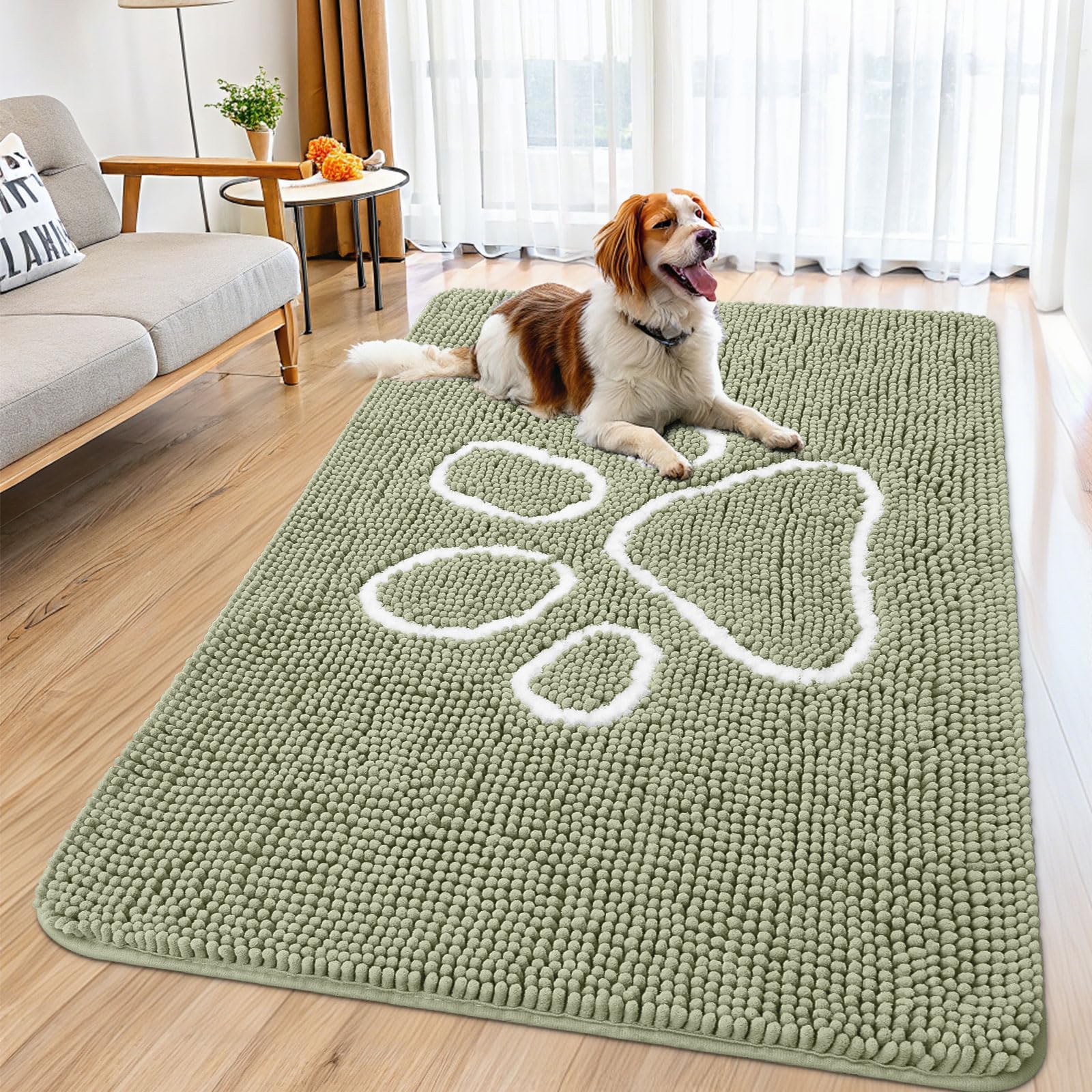 Smiry Dog Door Mat for Muddy Paws, Absorbent Non Slip Dirt Trapper, 59x35