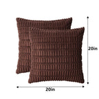 Pack of 2 Corduroy Decorative Throw Pillow Covers 20x20 Inch, Dark Brown