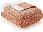 Snuggle Sac Orange Fall Throw Blanket for Couch, Oversized Throw XL Super Soft Warm Blankets Cozy Knit Fuzzy Throws for Sofa, Bed, Living Room, Heather Orange, 50x70 inches