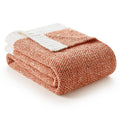Snuggle Sac Orange Fall Blanket Twin Size, Oversized Soft Warm Cozy Knit Bedding Blanket, Luxurious Microfiber Blankets for Bed, Orange, 60x80 inches