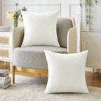 MIULEE Soft Chenille Throw Pillow Covers White 18x18 Inch Pack of 2