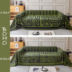HANDONTIME Boho Geometric Couch Covers for Sofa Pet Friendly Avocado and Black Sofa Covers Washable Chenille Couch Blanket Cover for 3 4 Cushion Couches Pet Protector Furniture Cover Soft, 71" X 134"