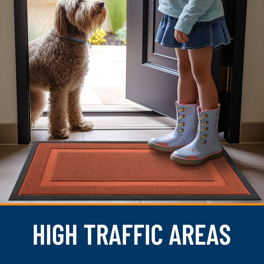 OLANLY Front Door Mat Outside 47x23, All-Season Heavy-Duty Rubber Doormat