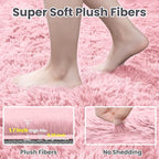 8x10 Area Rug for Living Room: Soft Fluffy Shag Pink Rugs for Bedroom, Non-Slip Large Fuzzy Plush Rug Indoor Floor Carpet for Nursery Kids Boys Girls Room, Dorms, Playroom, Modern Home Decor