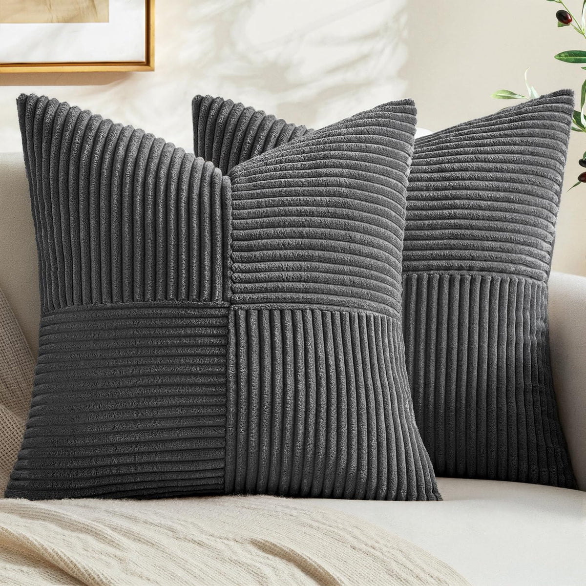 MIULEE Mustard Yellow Decorative Throw Pillow Covers for Couch 20x20 Inch