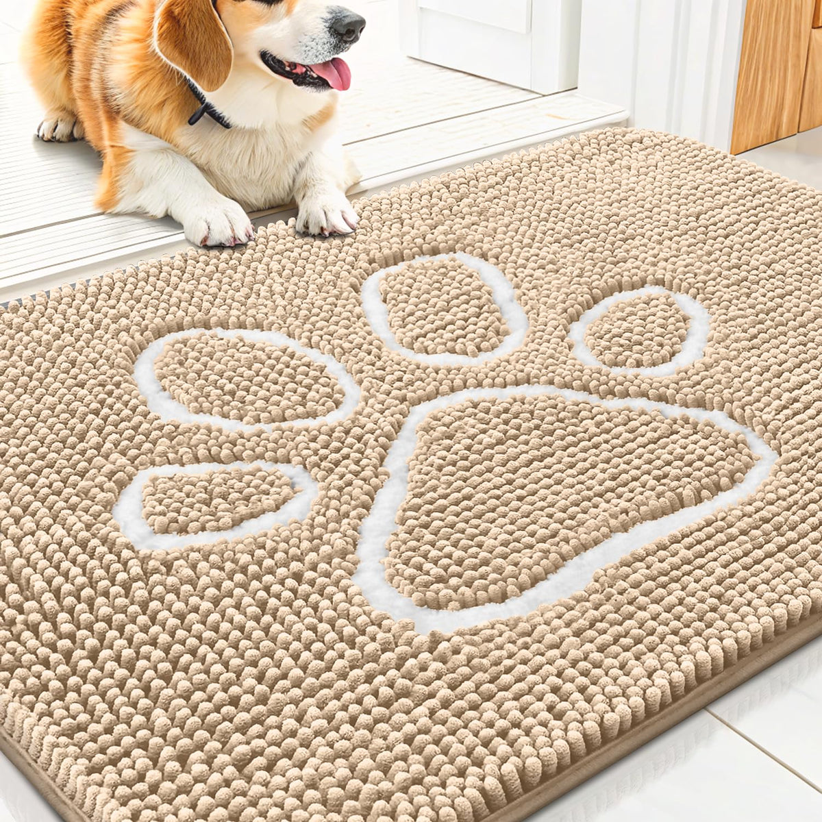 Smiry Dog Door Mat for Muddy Paws, Absorbent Non Slip Dirt Trapper, 30x20