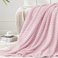 BEDELITE Fleece Blanket Twin Size – 3D Ribbed Jacquard Soft and Warm Decorative Fuzzy Blankets – Cozy, Fluffy, Plush Lightweight Throw Blankets for Couch, Bed, Sofa(Cherry Blossom, 60x80 inches)