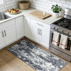 Washable Area Rugs 2'x5' Non-Slip Modern Abstract Soft for Living Room Entryway Bedroom Nursery, Print Pattern, Black Navy Blue Gray