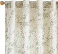Lazzzy Green Vintage Floral Linen Curtains Farmhouse 38W X 90L 2 Panels