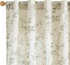 Lazzzy Green Vintage Floral Linen Curtains Farmhouse 38W X 90L 2 Panels