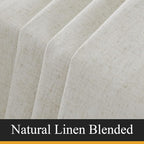 RYB HOME Natural Linen Blended Curtains 84 inch Long 2 Panels Set, 100% Blackout Burlap Look Curtains Drapes, Privacy Window Treatment with White Liner for Living Room Nursery, Natural, W52 x L84 inch