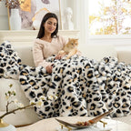 Cozy Bliss Leopard Print Faux Fur Throw Blanket for Couch, Fuzzy Soft Plush Thick Bubble Cheetah Blanket for Sofa Bedroom Living Room, 50x60 Inches