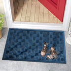 Mibao Front Door Mat Outdoor Entrance, 29.5" x 17" Heavy Duty Welcome Mat, Waterproof Dirt Trapper Doormat, Super Absorbent Indoor Entryway Mat for Patio & Porch - Blue
