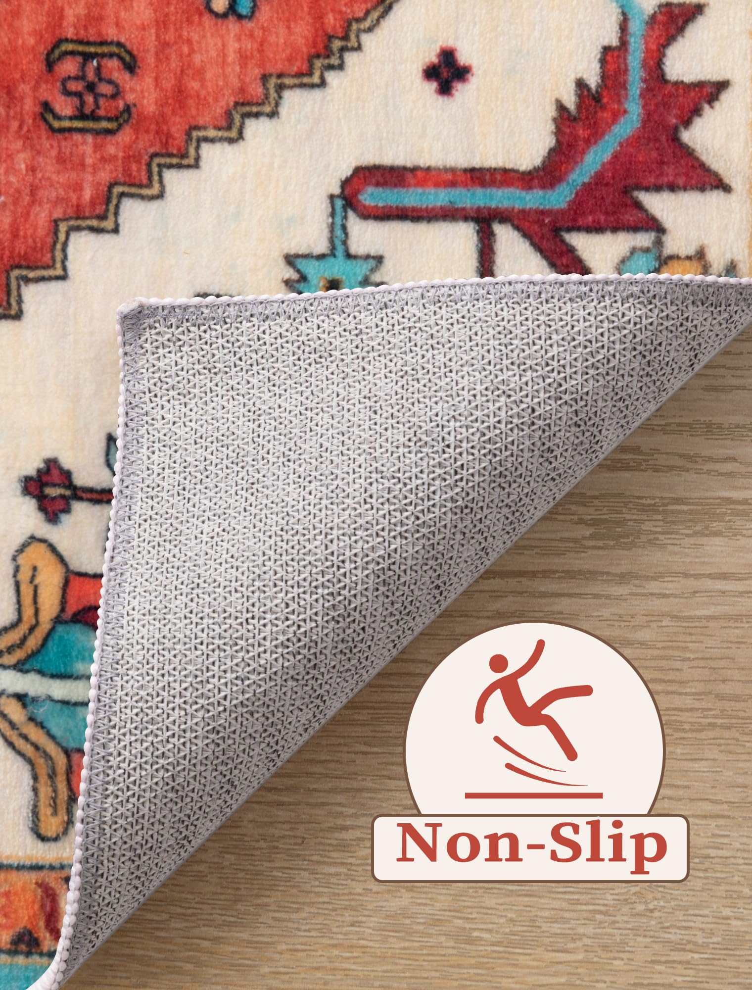 SERISSA 3x8 Washable Non Slip Boho Runner Rug for Hallway，Orange