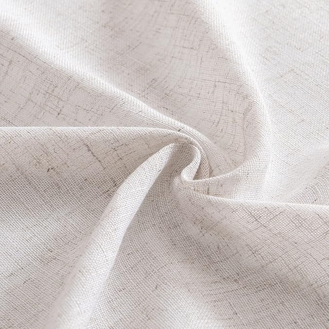MIULEE White Linen Curtains 72 Inch Length for Bedroom Living Room, Soft Thick Linen Textured Window Drapes Semi Sheer Light Filtering Rod Pocket Back Tab Burlap Look Farmhouse Decor, 2 Panels