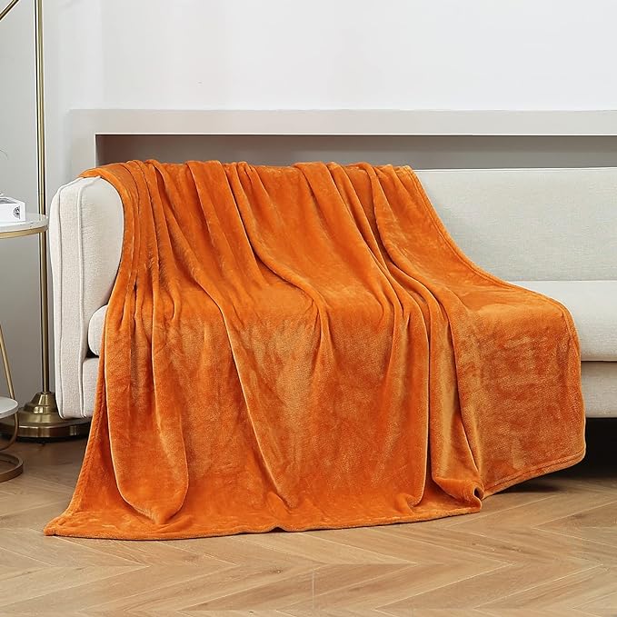 JIAHANNHA Burnt Orange Throw Blanket Fleece Blanket 50"x60",Super Soft Fall Decor Cozy Plush Throw Blanket for Couch Sofa Bed,Warm and Lightweight Bed Blankets for Winter