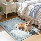 Lofus 2x3 Washable Rug for Entryway Bathroom, Non Slip Kitchen Mats for Floor, Vintage Soft Door Mat Indoor Entrance, Small Area Rugs, Farmhouse Carpet for Entry Living Room Bedroom, Blue Gold