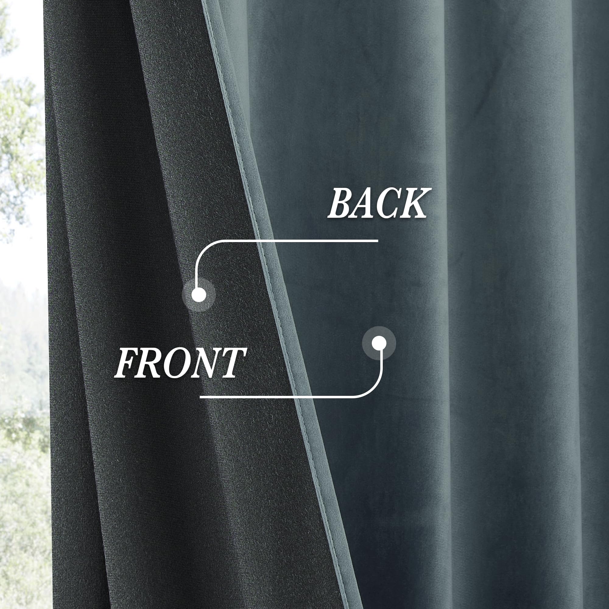 RYB HOME Velvet Curtains 102 inches Long, Extra Long High Ceiling Curtains