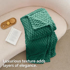 BEDELITE Fleece Throw Blanket for Couch & Bed - 3D Jacquard Decorative Dark Green Blanket, Super Soft and Cozy Warm Fuzzy Blanket All Seasons Suitable, 50x60Inches