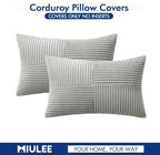 MIULEE Silver Grey Decorative Lumbar Throw Pillow Covers 12x20 Inch for Couch Bed Sofa Pack of 2 Boho Farmhouse Throw Pillows Soft Cross Corduroy Patchwork Textured Cushion Cases