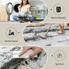 8x10 Area Rugs Washable Rug: Modern Abstract Living Room Rug Soft Anti-Skid Thin Carpet Indoor Floor Non-Shedding Carpets for Bedroom Dining Room Farmhouse Nursery Home Office Black White Grey