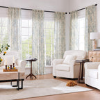 jinchan Vintage Floral Linen Curtains 45 Long for Living Room 2 Panels