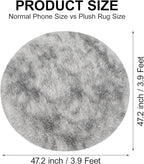 4x4 ft Tie Dye Grey Round Rug for Bedroom Room Fluffy Circle Rug Furry Carpet Shaggy Circular Fuzzy Washable Non-Slip Large Area Rug Soft Indoor for Living Room Cute Aesthetic Home Decor