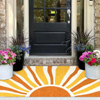 3x5 Boho Entry Rug - Small Washable Indoor Outdoor Mats for Front Door Non-Slip Porch Rug Orange Modern Retro Sun Throw Rugs for Living Room Bedroom Entryway Kitchen Office Porch Decor