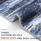 Lansny Modern Abstract Runner Rug 2x6, Navy Blue Washable Kitchen Runner Non-Slip Soft Hallway Rug Runner Thin Print Faux Wool Carpet for Entryway Bedroom Laundry Room Indoor Home Decor