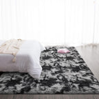 TWINNIS Super Soft Shaggy Rugs Fluffy Carpets 8x10 Feet, Indoor Modern Plush Area Rugs for Living Room Bedroom Kids Room Nursery Home Decor, Upgrade Anti-Skid Fuzzy Rug, Black and Grey