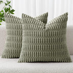 MIULEE Corduroy Decorative Throw Pillow Covers 20x20 Crimson Pack of 2