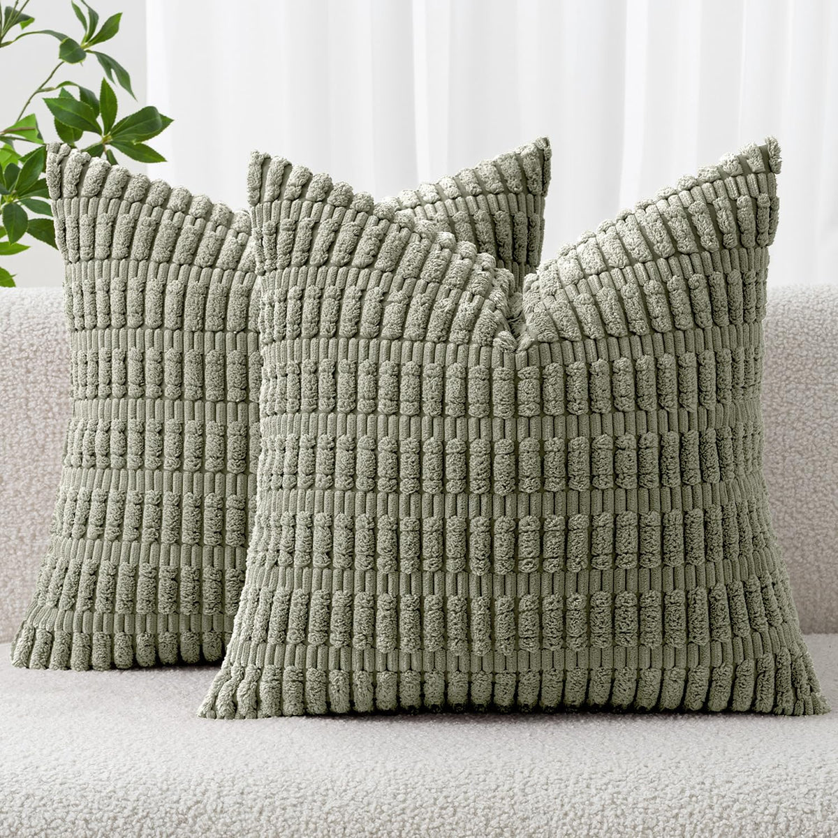 MIULEE Corduroy Decorative Throw Pillow Covers 20x20 Crimson Pack of 2