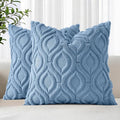 decorUhome Throw Pillow Covers 26x26 Inch Set of 2, Soft Plush Faux Wool Blue Solid Couch Pillow Covers, Accent Euro Sham Farmhouse Neutral Square Pillow Cases for Sofa Bed Living Room