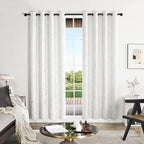 Deconovo White Curtains, Room Darkening Curtain, Thermal Insulated & Noise Reducing Drapes, Silver Branch Pattern, 52 x 108 Inch Long, Grommet Panels for Bedroom Living Room Office Nursery, Set of 2