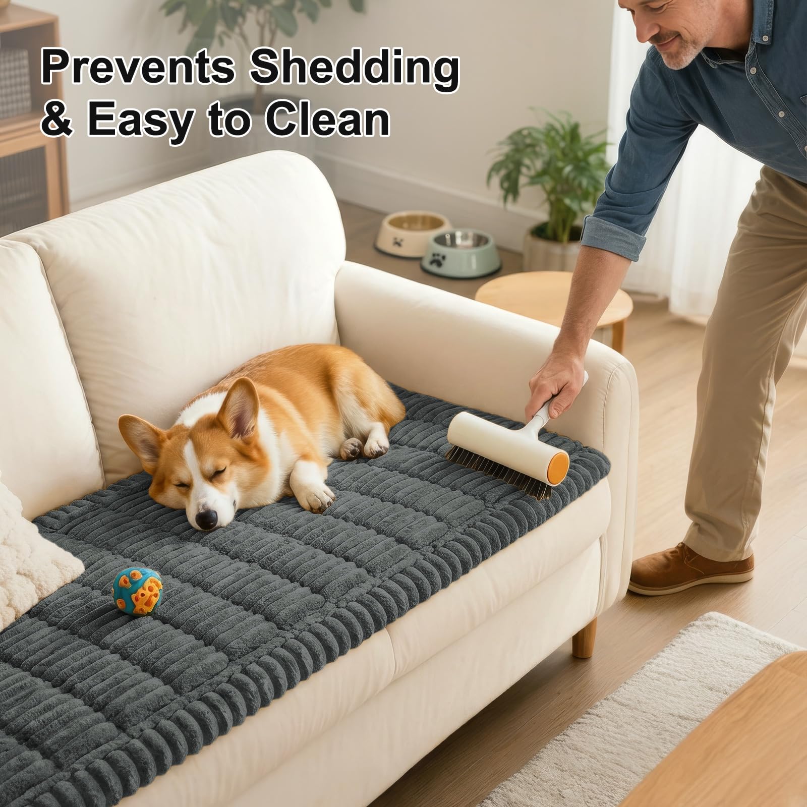 Smiry Couch Cover for Dogs, Non Slip Washable Sofa Protector for Pets