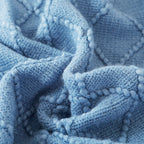 BOURINA Blue Throw Blanket 50x60 Inch Boho Knitted Soft Throw Sofa Blanket