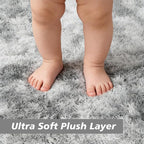 9x12 Fluffy Area Rugs for Living Room,Large Fuzzy Shag Area Rug for Bedroom,Soft Non-Shedding Indoor Plush Carpet for Kids Bedroom Nursery Home Decor,Tie-Dyed Grey