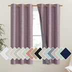 NICETOWN Chaise Mauve Vintage Linen 100% Blackout Curtains for Classroom, Thermal Insulated Curtains 63" Long, Noise Reducing Window Treatment Drapes for Gym Room, 42" Wide Per Panel, Set of 2
